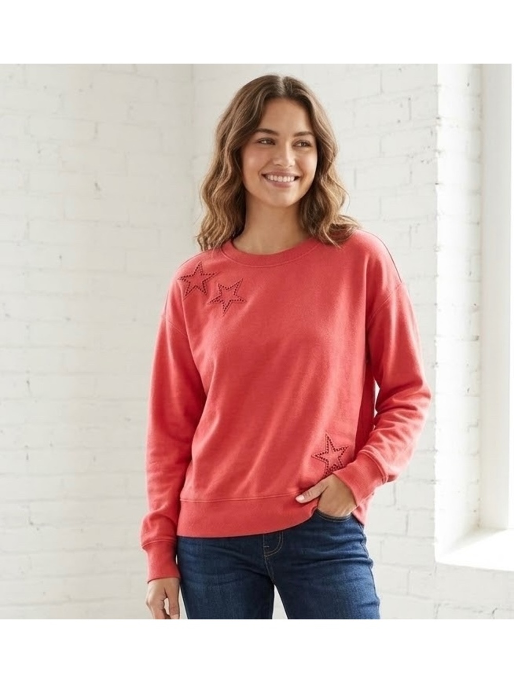 Maurice’s Red Sweatshirt with Star Embellishments